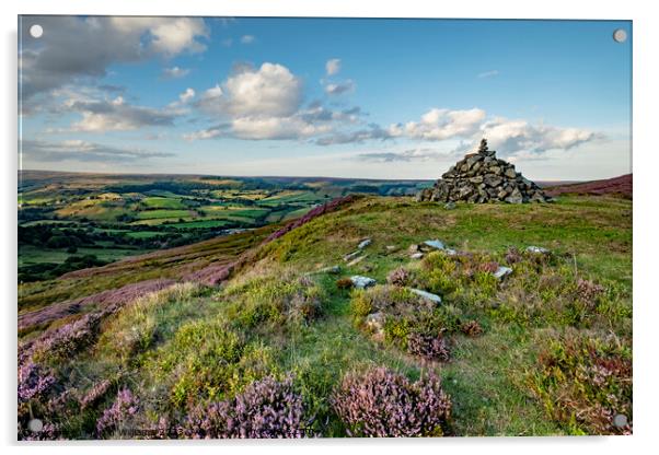 Pile of stones looking over Rosedale Abbey, North  Acrylic by Martin Williams