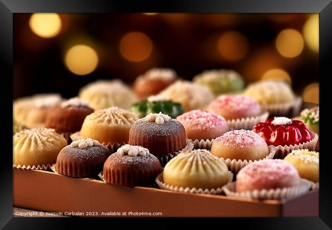 Delicious traditional handmade Christmas sweets, for sale at a m Framed Print by Joaquin Corbalan