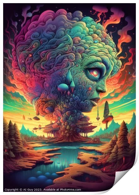 Psychedelic Digital Painting Print by Craig Doogan Digital Art