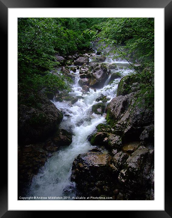 Lake Bohinj Savica waterfall Slovenia Framed Mounted Print by Andrew Middleton