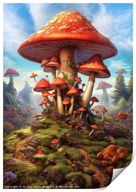 Magic Mushroom Land Print by Craig Doogan Digital Art