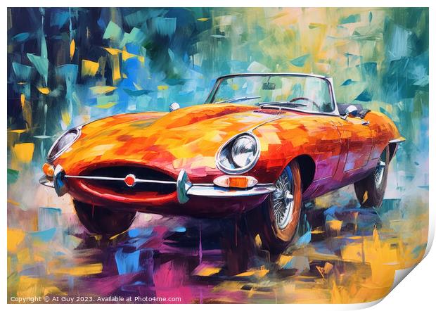 Jaguar E-Type Digital Painting Print by Craig Doogan Digital Art