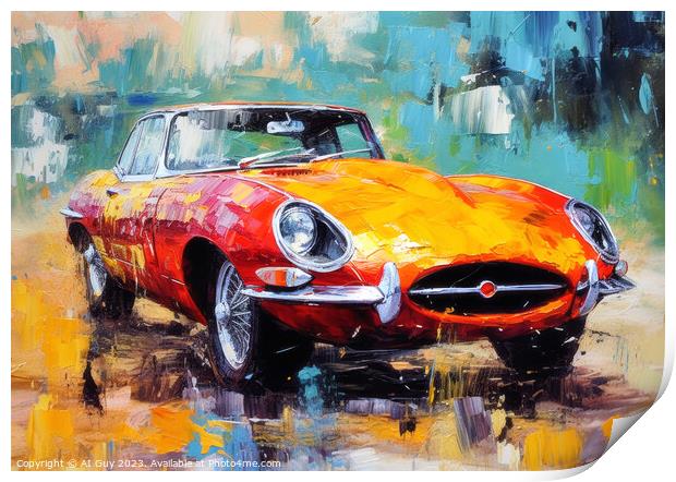 Jaguar E-Type Digital Painting Print by Craig Doogan Digital Art