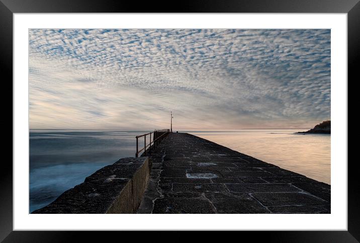 Mackerel Sky over Porthleven Harbour Framed Mounted Print by kathy white