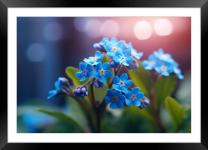 Blue Forget Me Nots Framed Mounted Print by Picture Wizard