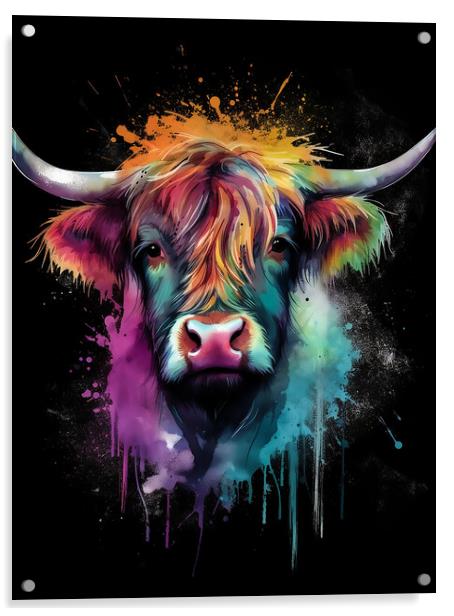 Highland Cow Colours 1 Acrylic by Picture Wizard