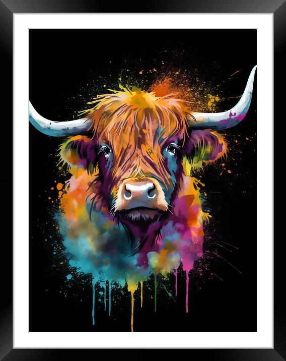 Highland Cow Colours 2 Framed Mounted Print by Picture Wizard