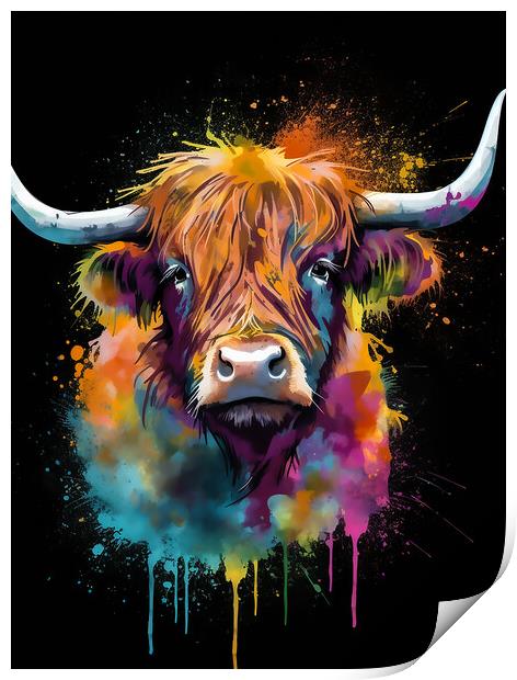 Highland Cow Colours 2 Print by Picture Wizard