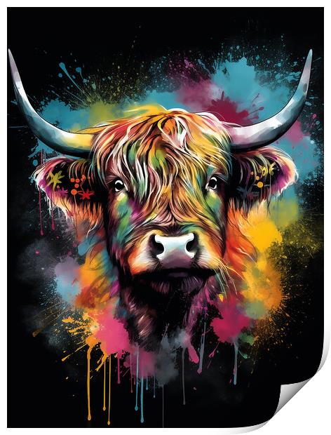 Highland Cow Colours 3 Print by Picture Wizard