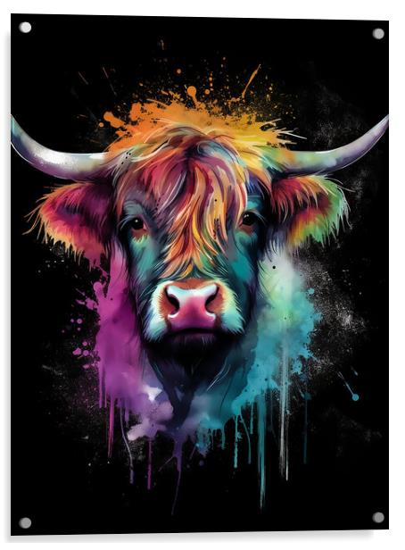 Highland Cow Colours 4 Acrylic by Picture Wizard