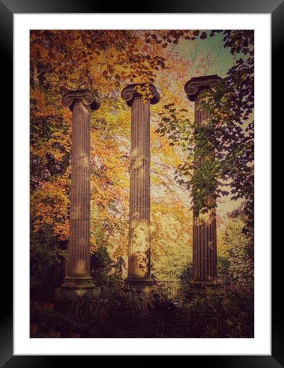Trio of Ionic Columns in Autumn Framed Mounted Print by Peter Lewis
