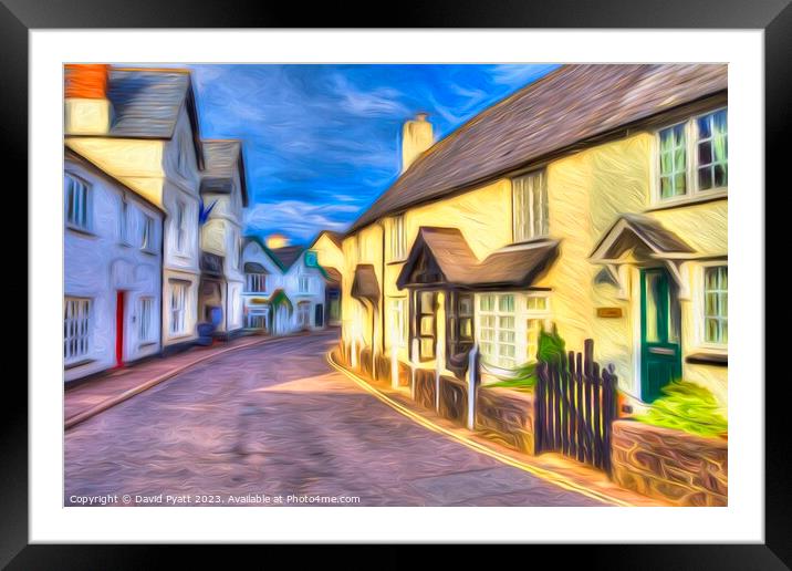 Porlock High Street Art Framed Mounted Print by David Pyatt