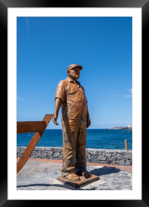 Fishing Memorial Los Abrigos Tenerife Framed Mounted Print by Steve Smith