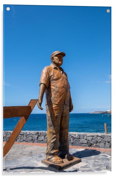 Fishing Memorial Los Abrigos Tenerife Acrylic by Steve Smith