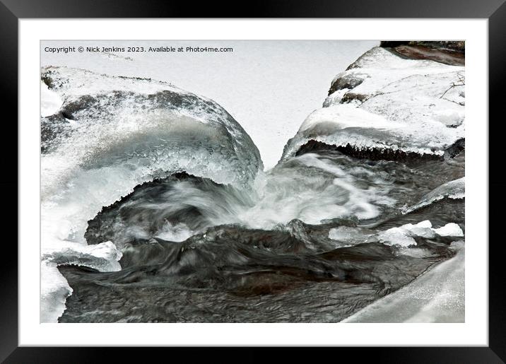 Snow and Ice shaping River Brecon Beacons National Park Framed Mounted Print by Nick Jenkins