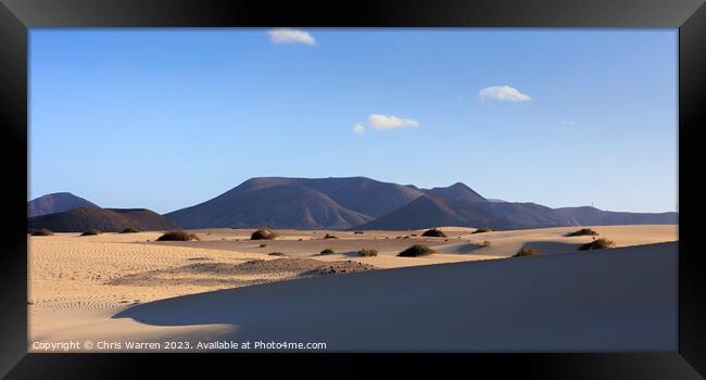 Sand dunes Parque Natural Corralejo Fuerteventura Framed Print by Chris Warren