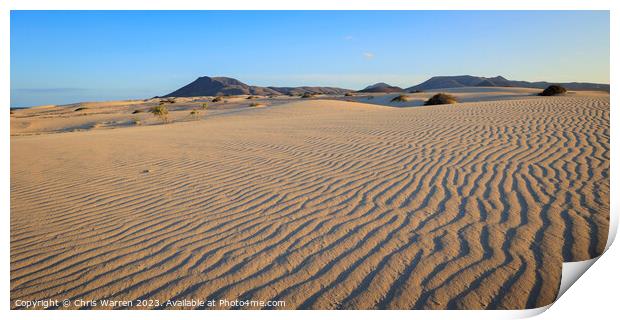 Sand dunes Parque Natural Corralejo Fuerteventura Print by Chris Warren