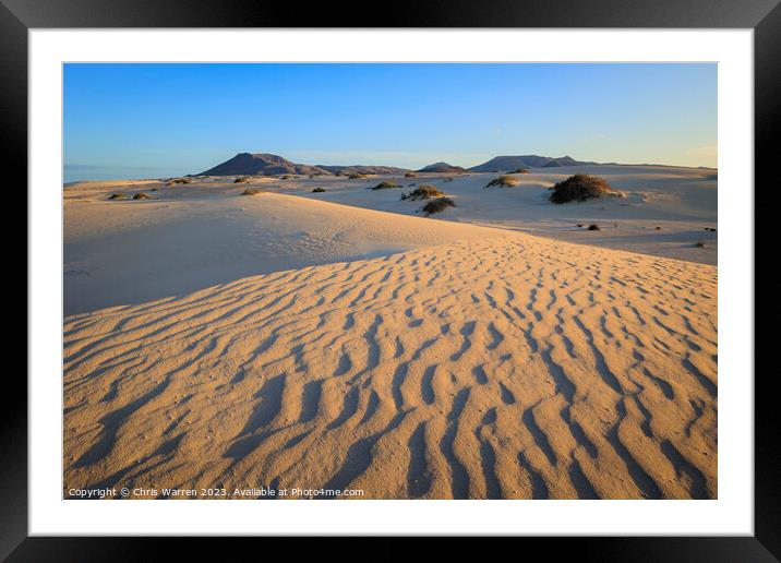 Sand dunes Parque Natural Corralejo Fuerteventura Framed Mounted Print by Chris Warren