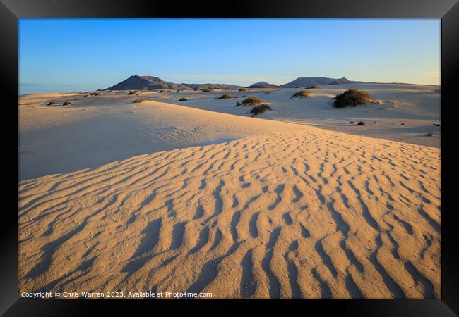 Sand dunes Parque Natural Corralejo Fuerteventura Framed Print by Chris Warren