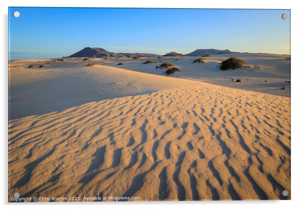 Sand dunes Parque Natural Corralejo Fuerteventura Acrylic by Chris Warren