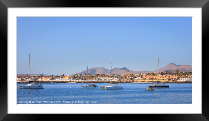 View across the bay Corralejo Fuerteventura  Framed Mounted Print by Chris Warren
