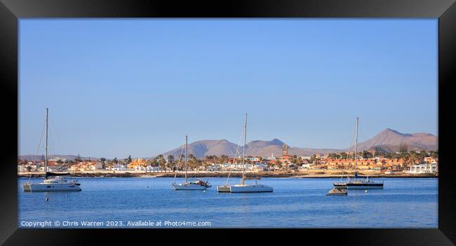 View across the bay Corralejo Fuerteventura  Framed Print by Chris Warren