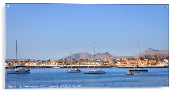View across the bay Corralejo Fuerteventura  Acrylic by Chris Warren
