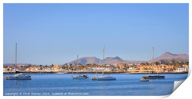 View across the bay Corralejo Fuerteventura  Print by Chris Warren
