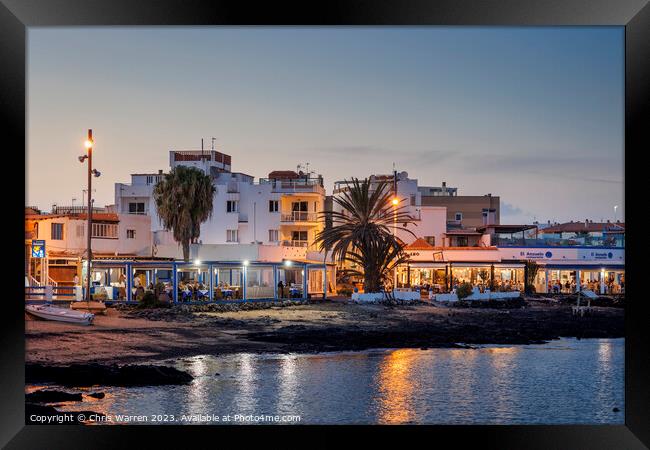 Old Town beach Corralejo Fuerteventura at twilight Framed Print by Chris Warren