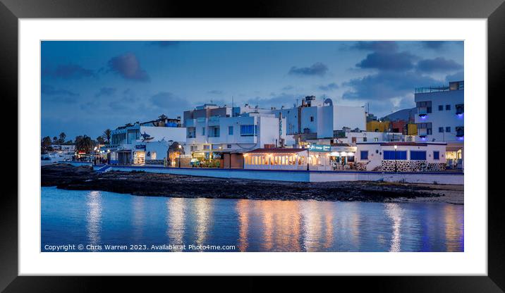 Old Town beach Corralejo Fuerteventura at twilight Framed Mounted Print by Chris Warren