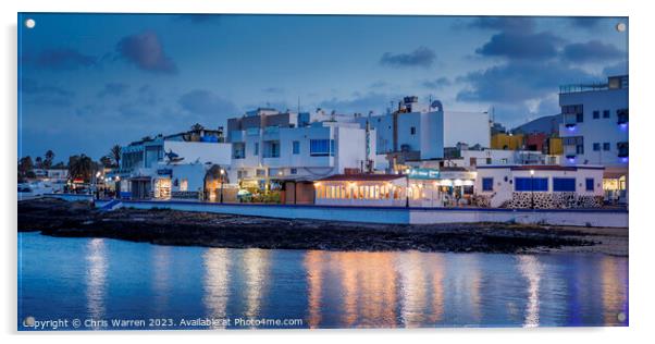 Old Town beach Corralejo Fuerteventura at twilight Acrylic by Chris Warren