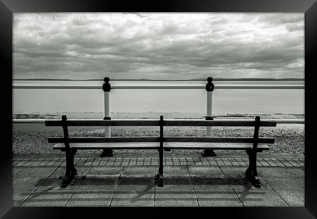 Empty Bench on the Penarth Esplanade South Wales Framed Print by Nick Jenkins