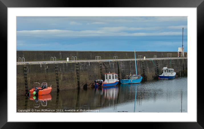 Serene Rowboats at Hopeman Harbour Framed Mounted Print by Tom McPherson