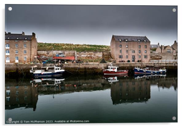 Serenity at Burghead Harbour Acrylic by Tom McPherson