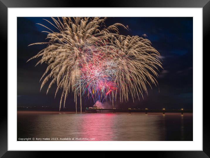 Clevedon Pier Coronation Fireworks 08 Framed Mounted Print by Rory Hailes