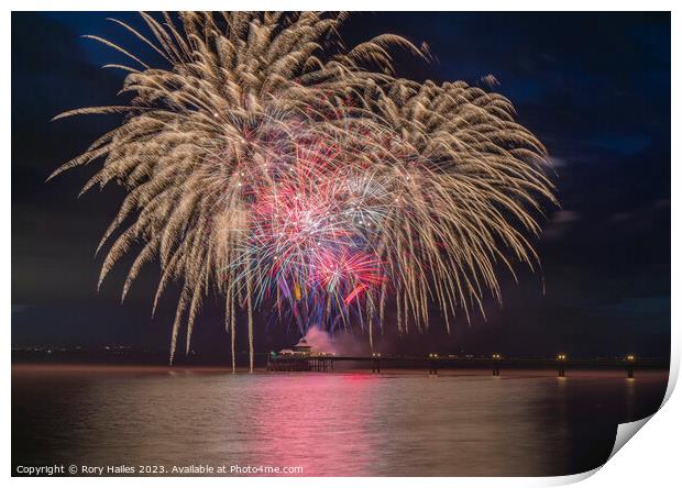 Clevedon Pier Coronation Fireworks 08 Print by Rory Hailes