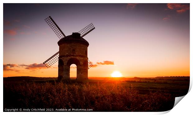 Sunset at Chesterton Windmill Print by Andy Critchfield