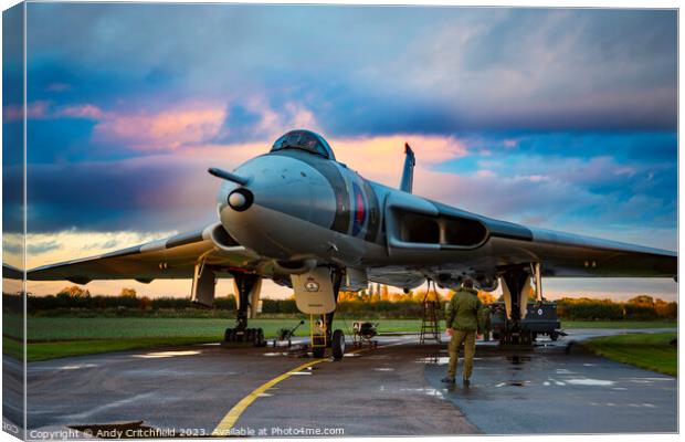 Majestic Avro Vulcan Takes on the Stormy Skies Canvas Print by Andy Critchfield