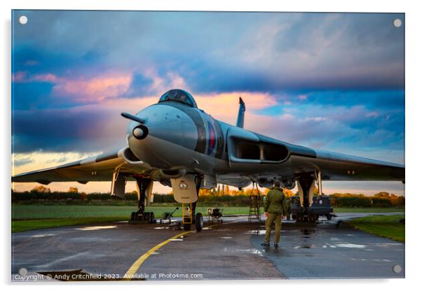 Majestic Avro Vulcan Takes on the Stormy Skies Acrylic by Andy Critchfield