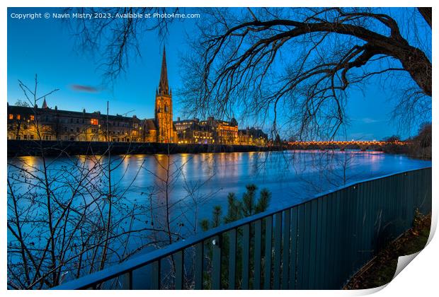 A view of the River Tay and Perth  Print by Navin Mistry