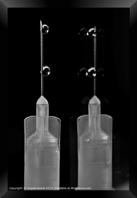 Syringe Reflection in Monochrome Framed Print by Angelo DeVal
