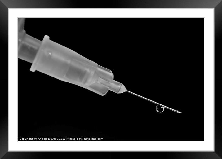 Syringe Medical Theme in Monochrome Framed Mounted Print by Angelo DeVal