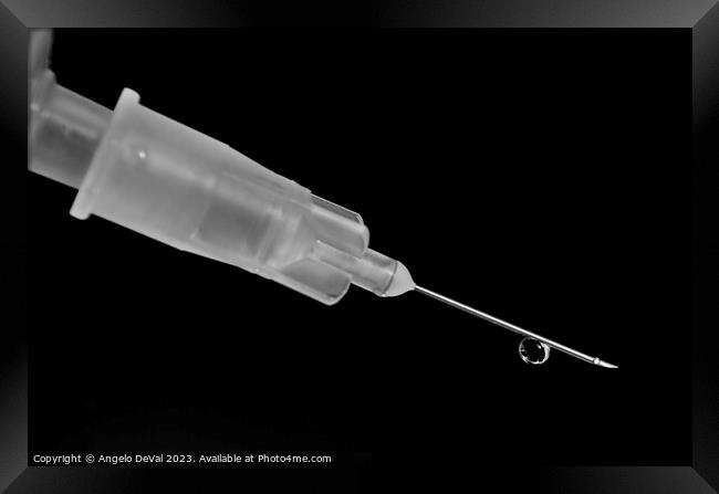 Syringe Medical Theme in Monochrome Framed Print by Angelo DeVal