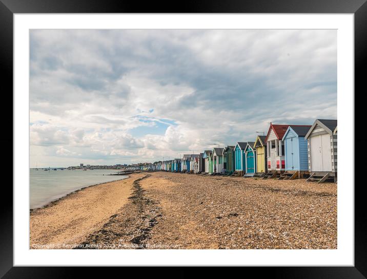 Southend On Sea Beach Huts Framed Mounted Print by Benjamin Brewty