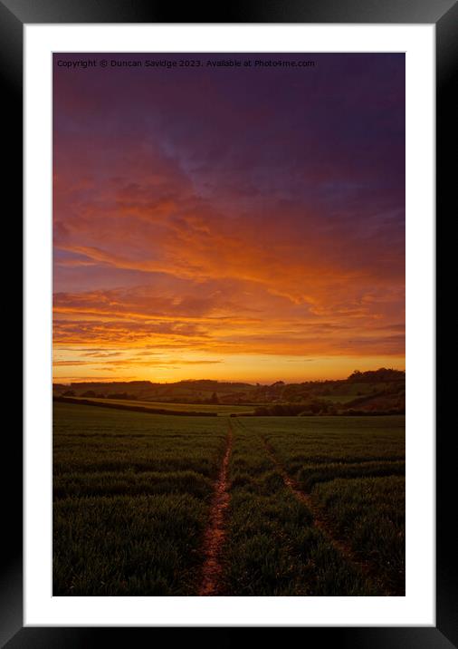 Golden Hour Glory sunset over the fields on the ed Framed Mounted Print by Duncan Savidge