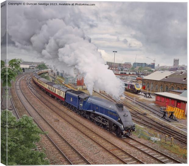 A4 steam train leaving Bristol Temple Meads Canvas Print by Duncan Savidge