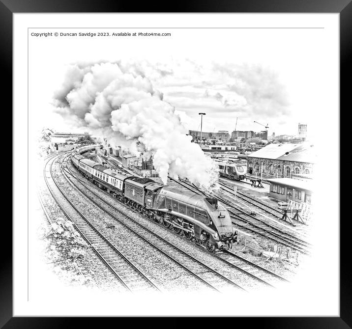 A4 steam train leaving Bristol Temple Meads Framed Mounted Print by Duncan Savidge