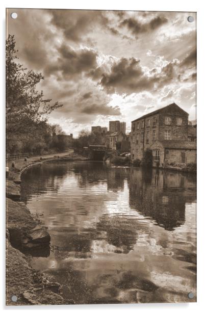 Sowerby Bridge Canal Scene Acrylic by Glen Allen