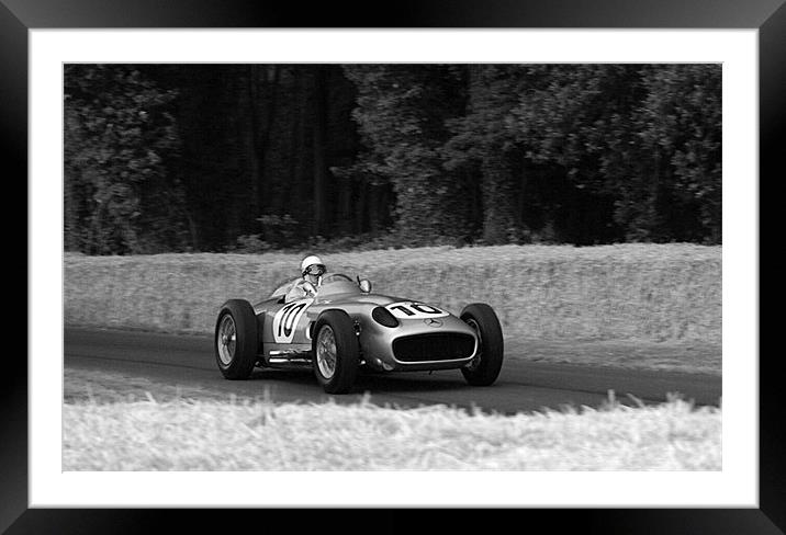Stirling Moss and Mercedes Framed Mounted Print by Julian Bowdidge