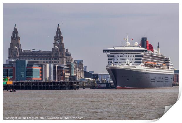 The majestic Queen Mary 2 berthed in Liverpool  Print by Phil Longfoot